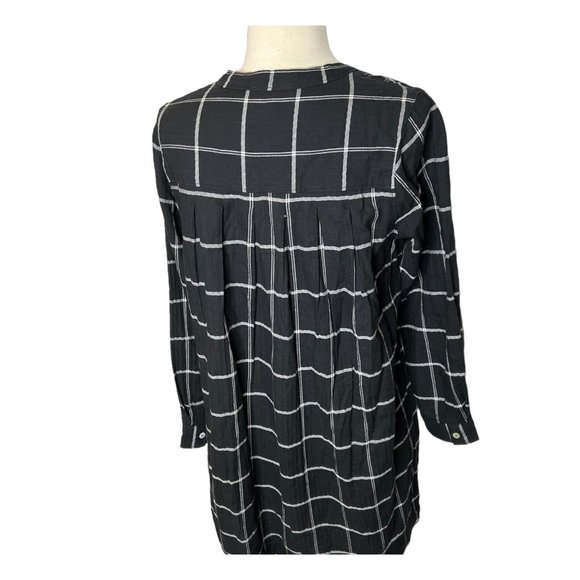 Madewell $118 Collarless Shirtdress Wimdowpane Black Size M NI668 - Picture 5 of 7